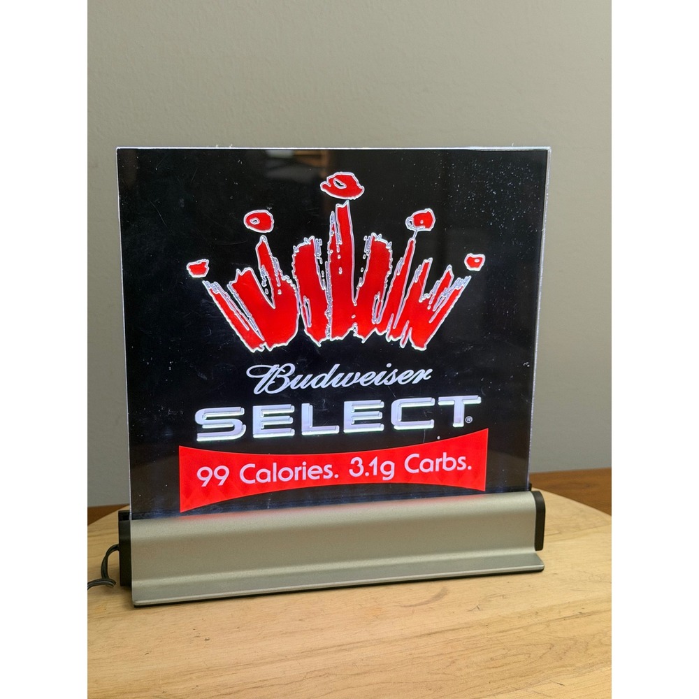 Budweiser Select LED Lighted Sign Red Crown Counter Top Bar Light Power Tested